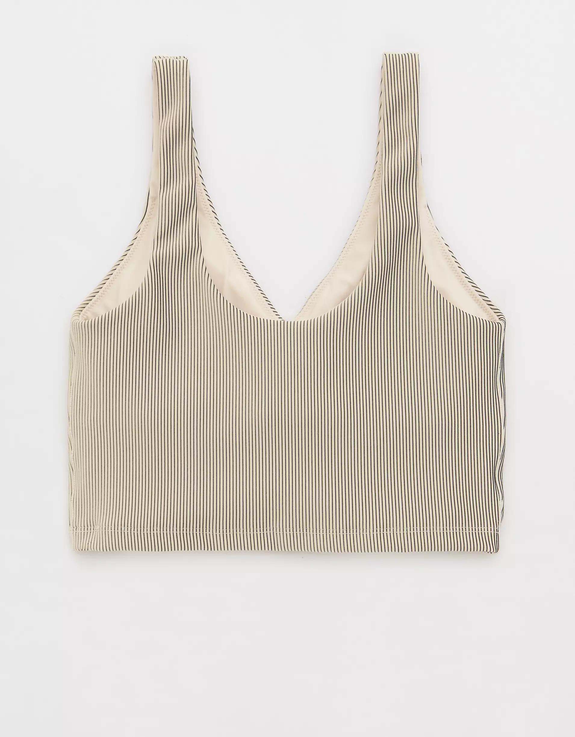 OFFLINE By Aerie Stripe Rib Ruched Low Key Sports Bra Product Image