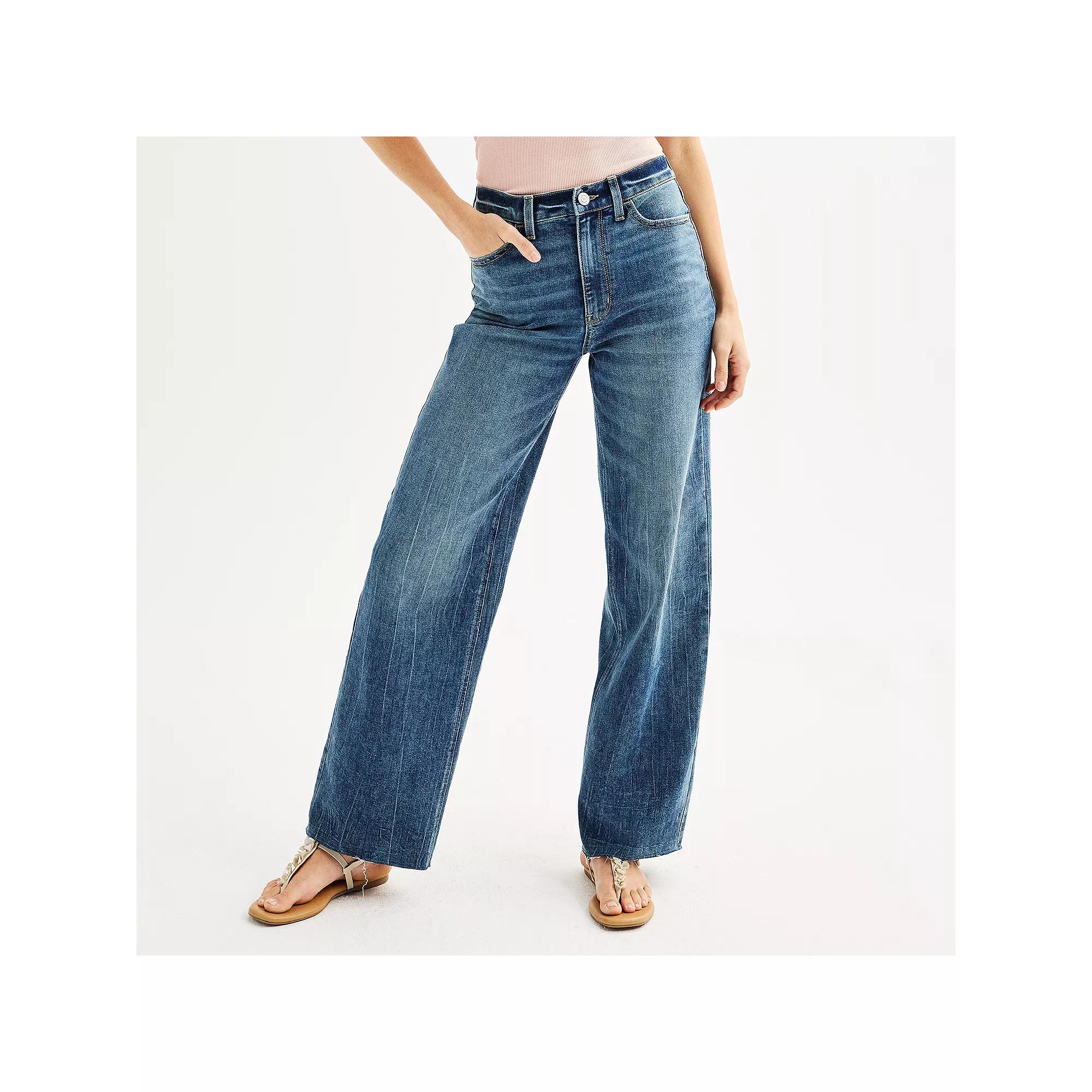 Juniors' SO® High-Rise Wide-Leg Jeans, Girl's, Size: 15, Medium Tint Product Image