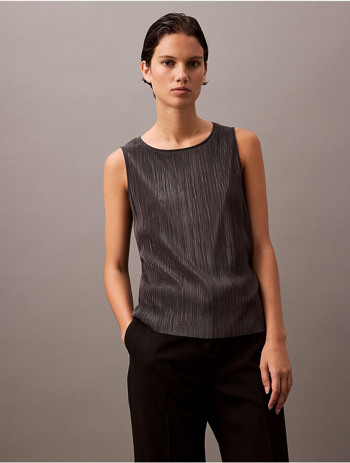 Calvin Klein Womens Plisse Tank Top - Navy Product Image