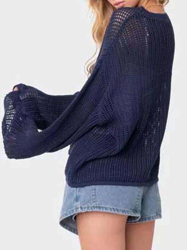 Cutout Star Print Loose Sweater Product Image
