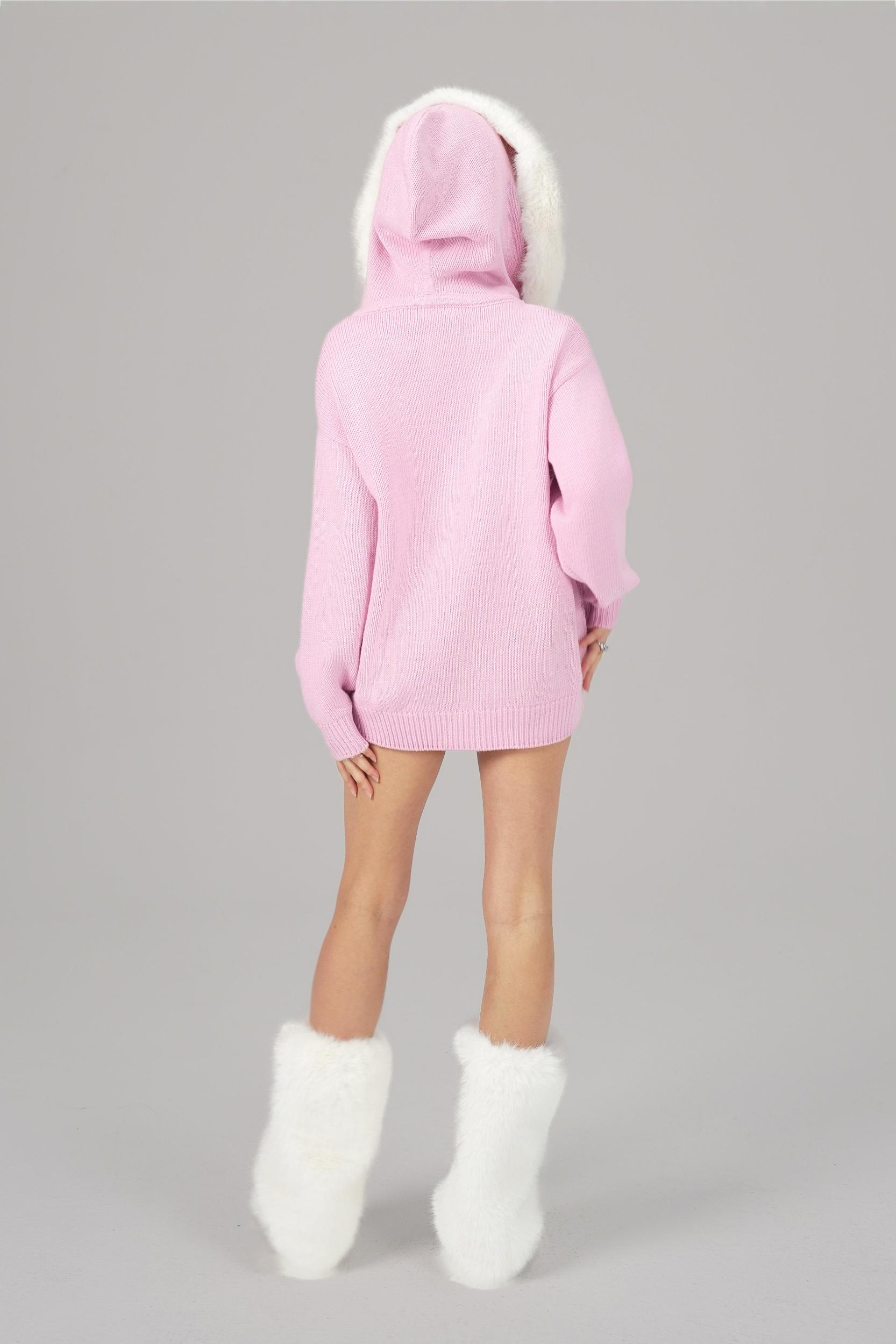 Ava Fur Sweatshirt (Pink) (Final Sale) Product Image