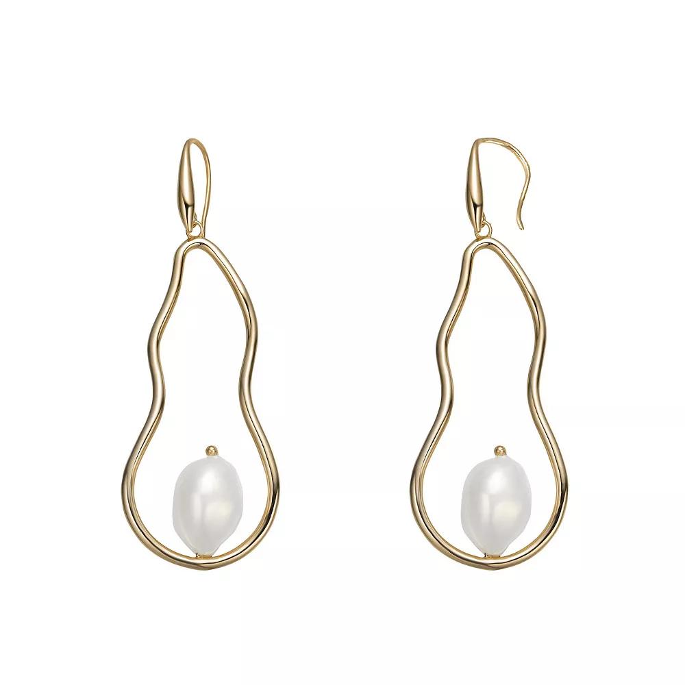 14k Gold Sterling Silver Freshwater Cultured Pearl Elongated Drop Earrings, Womens, Gold Tone Product Image