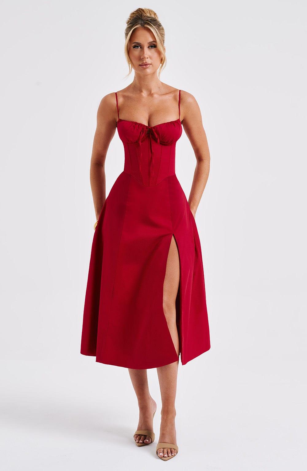 Deanna Midi Dress - Red Product Image