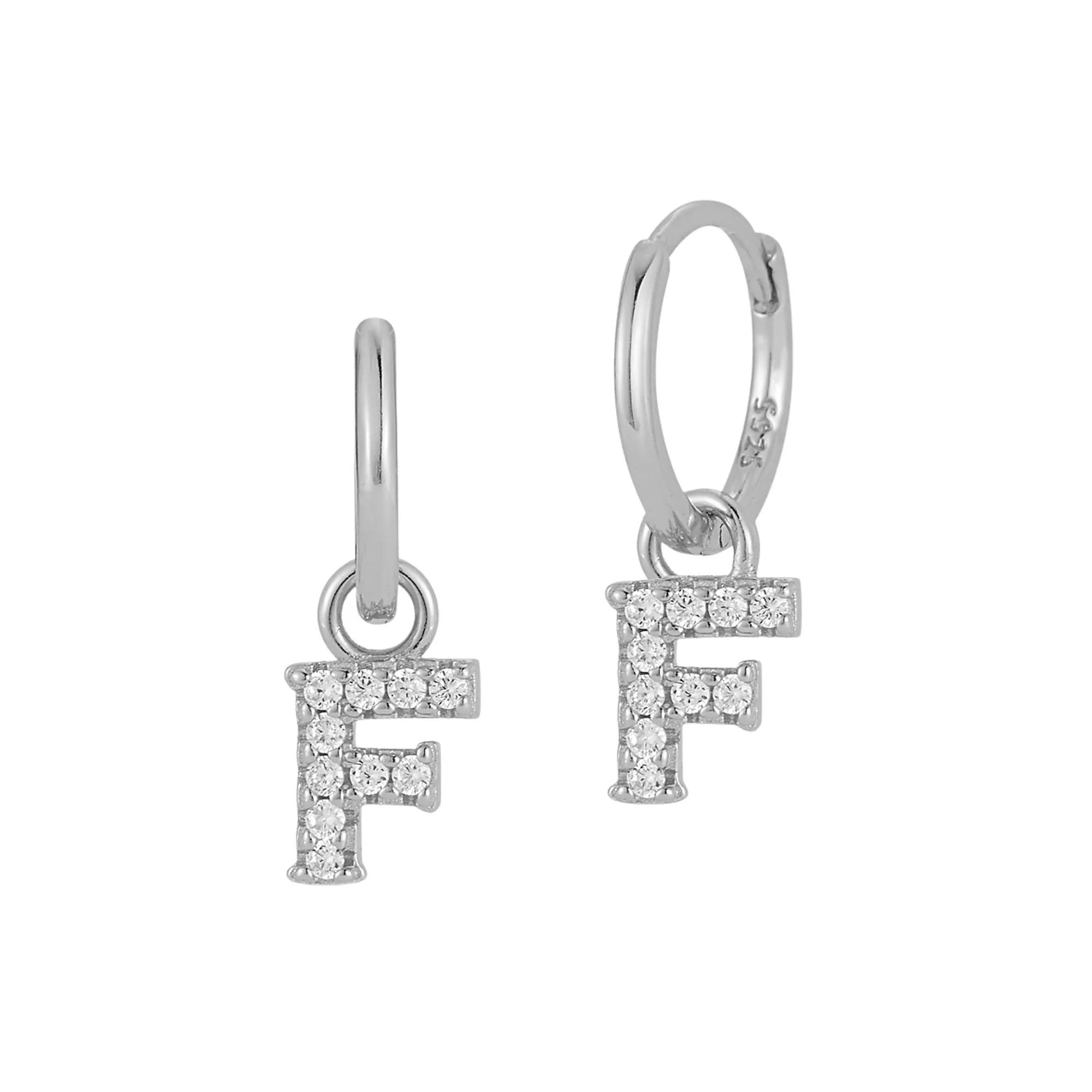 Sunkissed Sterling Cubic Zirconia Initial Drop Earrings, Women's, Silver Tone F Product Image