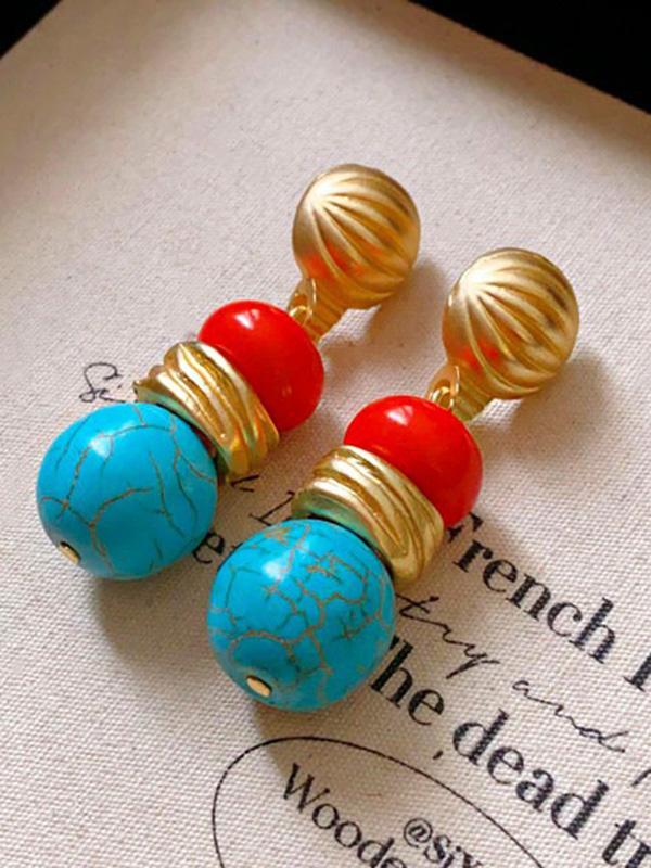 Contrast Color Geometric Drop Earrings Product Image