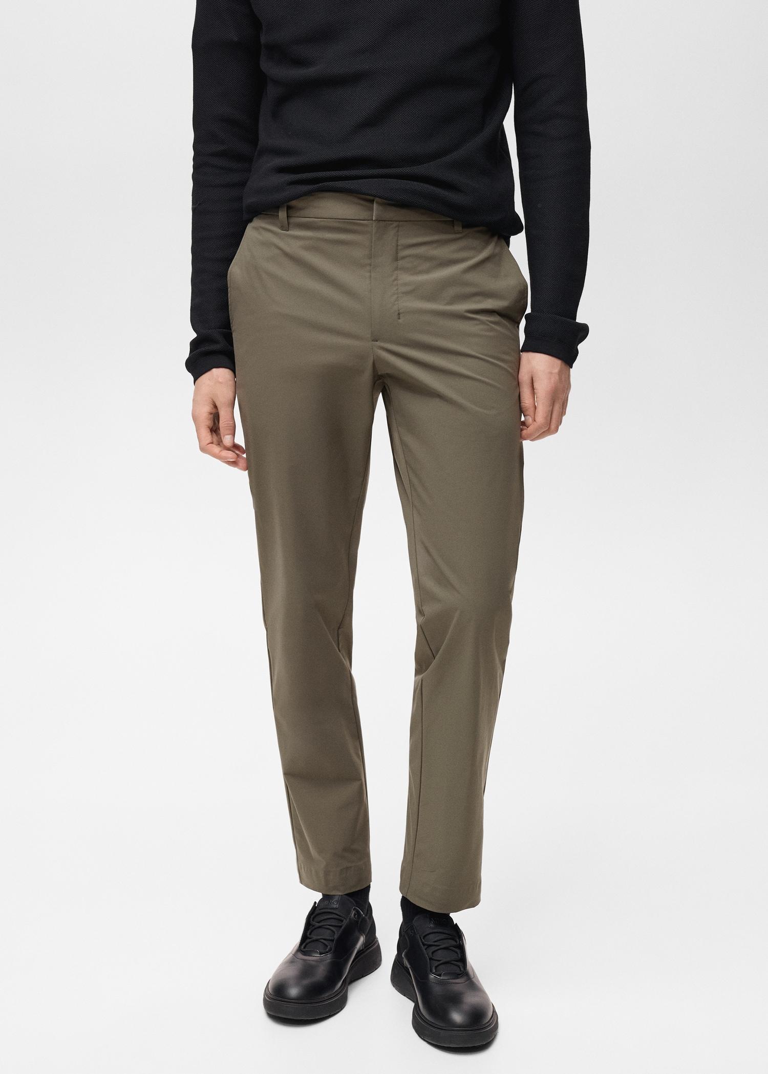 Stretch fabric slim-fit pants with drawstring - Men | MANGO USA Product Image