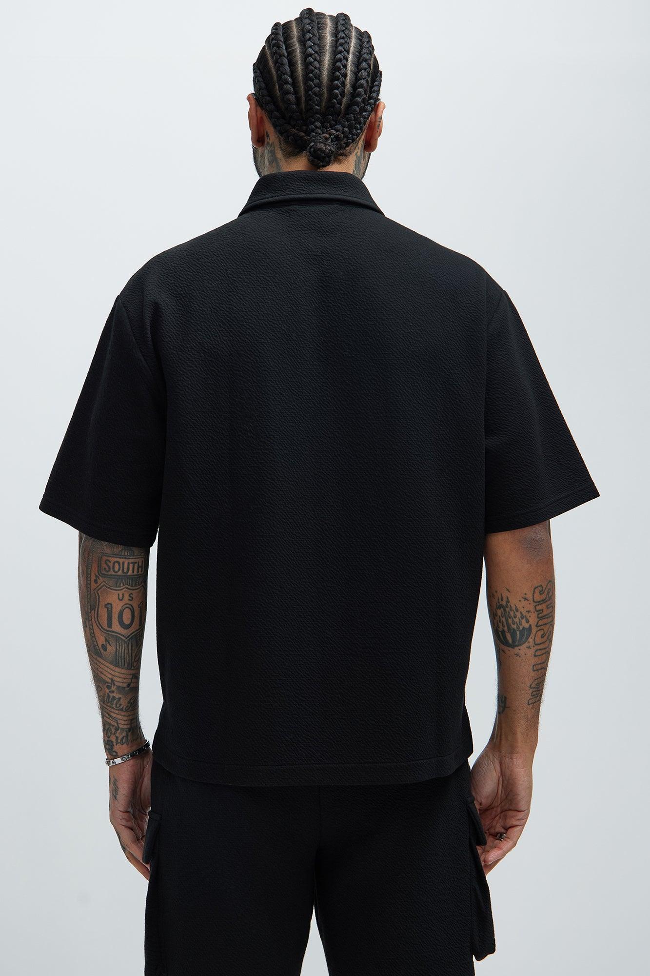 Lewis Zip Up Shirt - Black Product Image