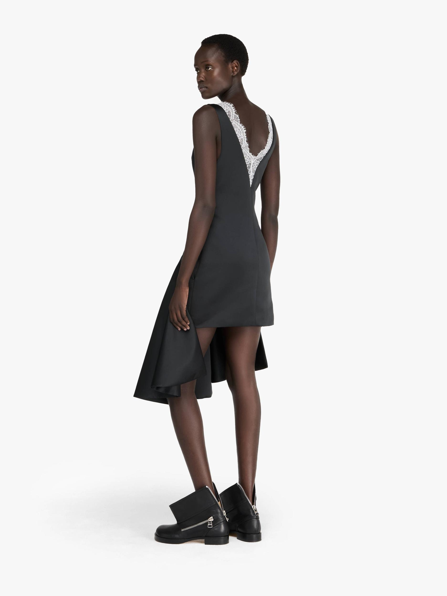 DRAPED HEMLINE V-NECK DRESS Product Image