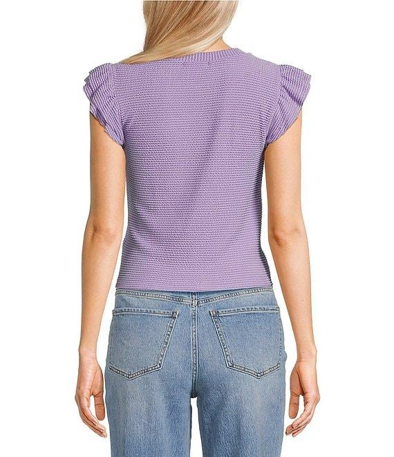 Moa Moa Crewneck Ruffle Short Sleeve Top Product Image