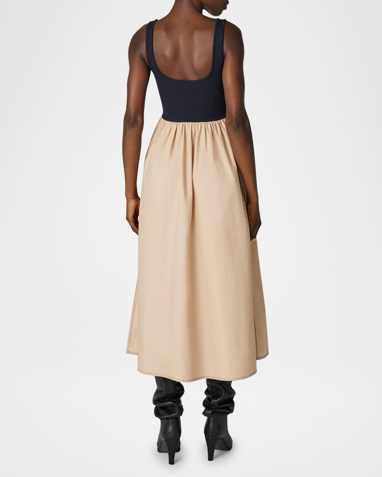 Selena Sleeveless Ruched Colorblock Midi Dress Product Image