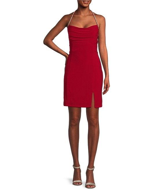 Morgan & Co. Sweetheart Sleeveless Rhinestone Straps Short Cocktail Dress Product Image
