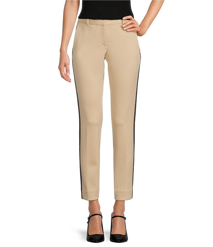 DKNY By Donna Karan Essex Scuba Two Tone Straight Leg Ankle Pants Product Image