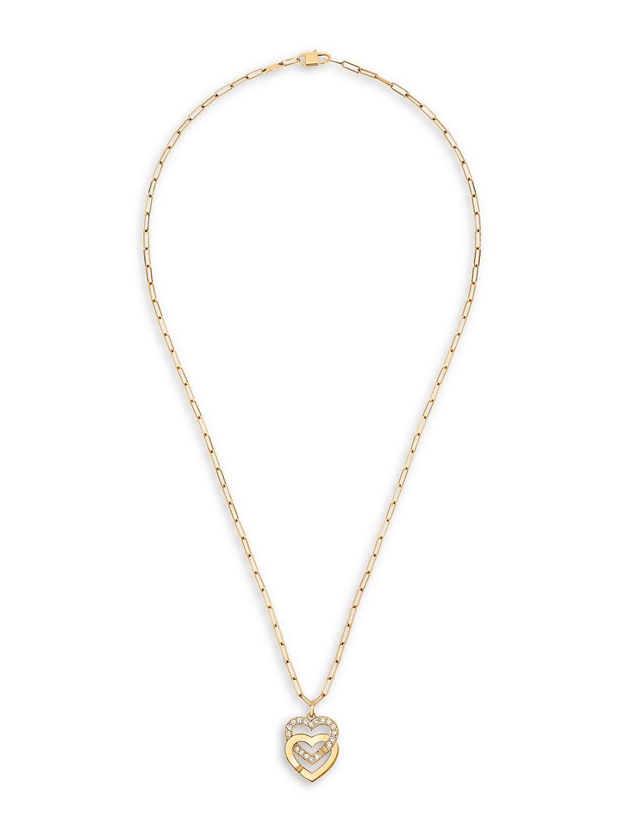 Womens Double Curs 18K Yellow Gold & Diamond Pendant Necklace Product Image