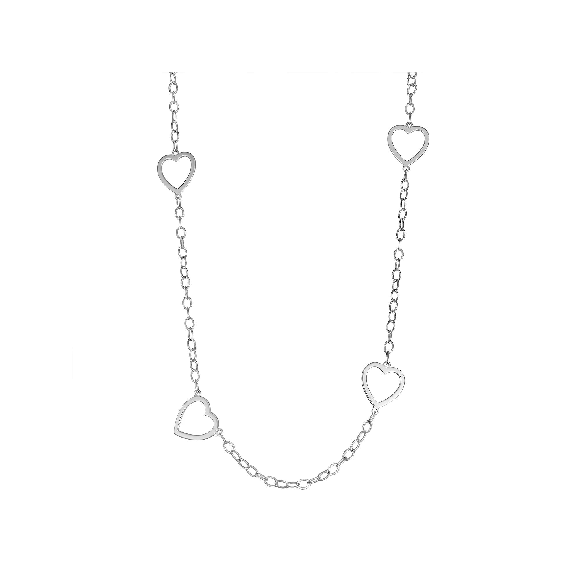 Sterling Silver Open Heart Station Necklace, Women's, Size: 18", Silver Tone Product Image