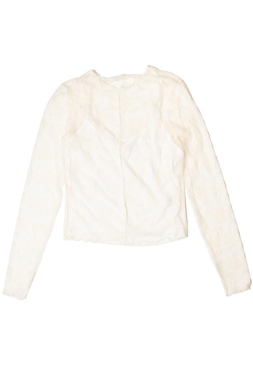 Long Sleeve Mesh Lace Top With Cami Product Image