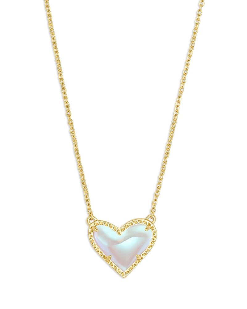 Kendra Scott Ari Heart Gold Extended Length Pendant Necklace in Iridescent | Drusy Product Image