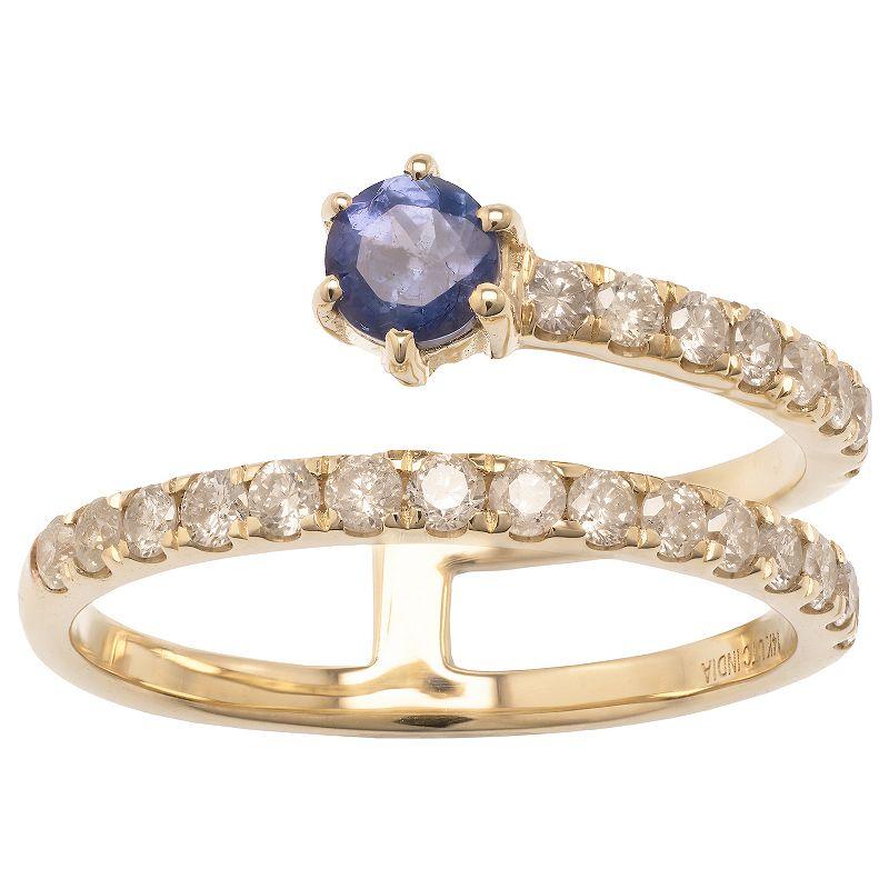 Gemistry 14k Gold Tanzanite & White Topaz Wrap Ring, Women's, Size: 7 Product Image