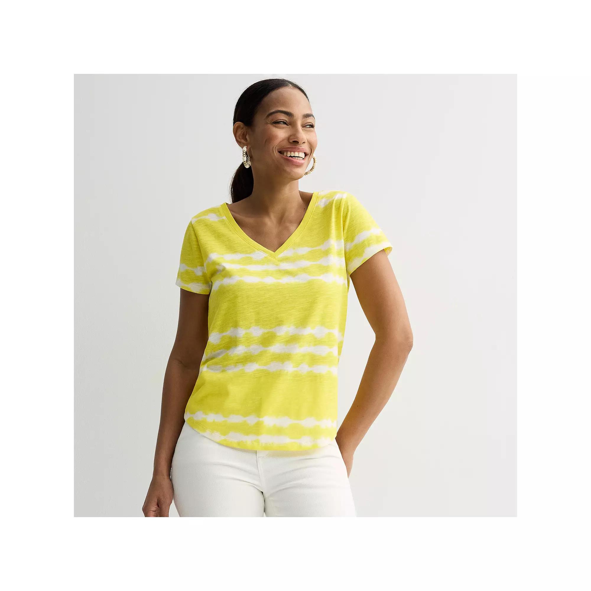 Women's Sonoma Goods For Life® Everyday Short Sleeve V-Neck Tee, Size: XL, Yellow Dye Product Image