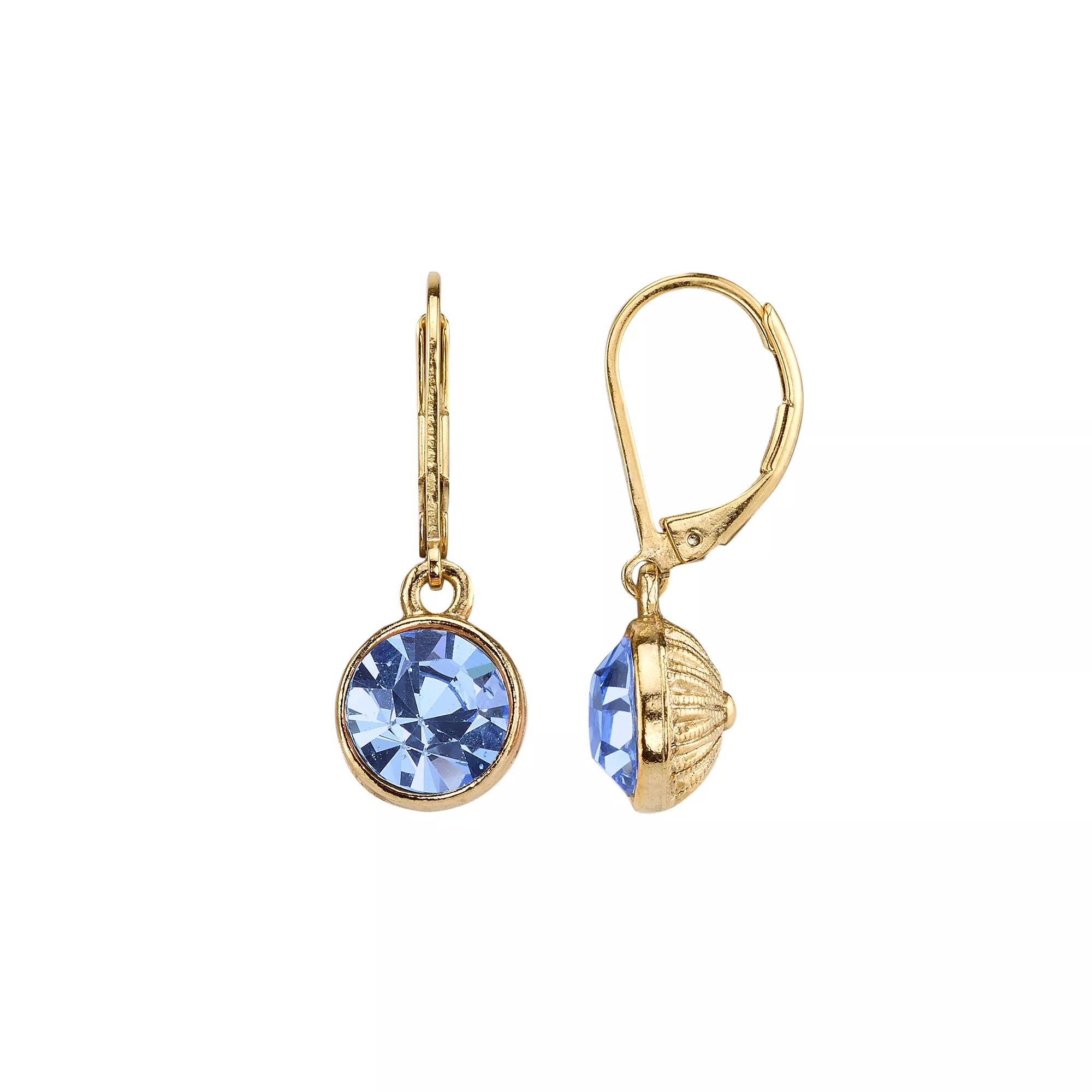 1928 Round Faceted Stone Drop Earrings, Women's, Blue Product Image