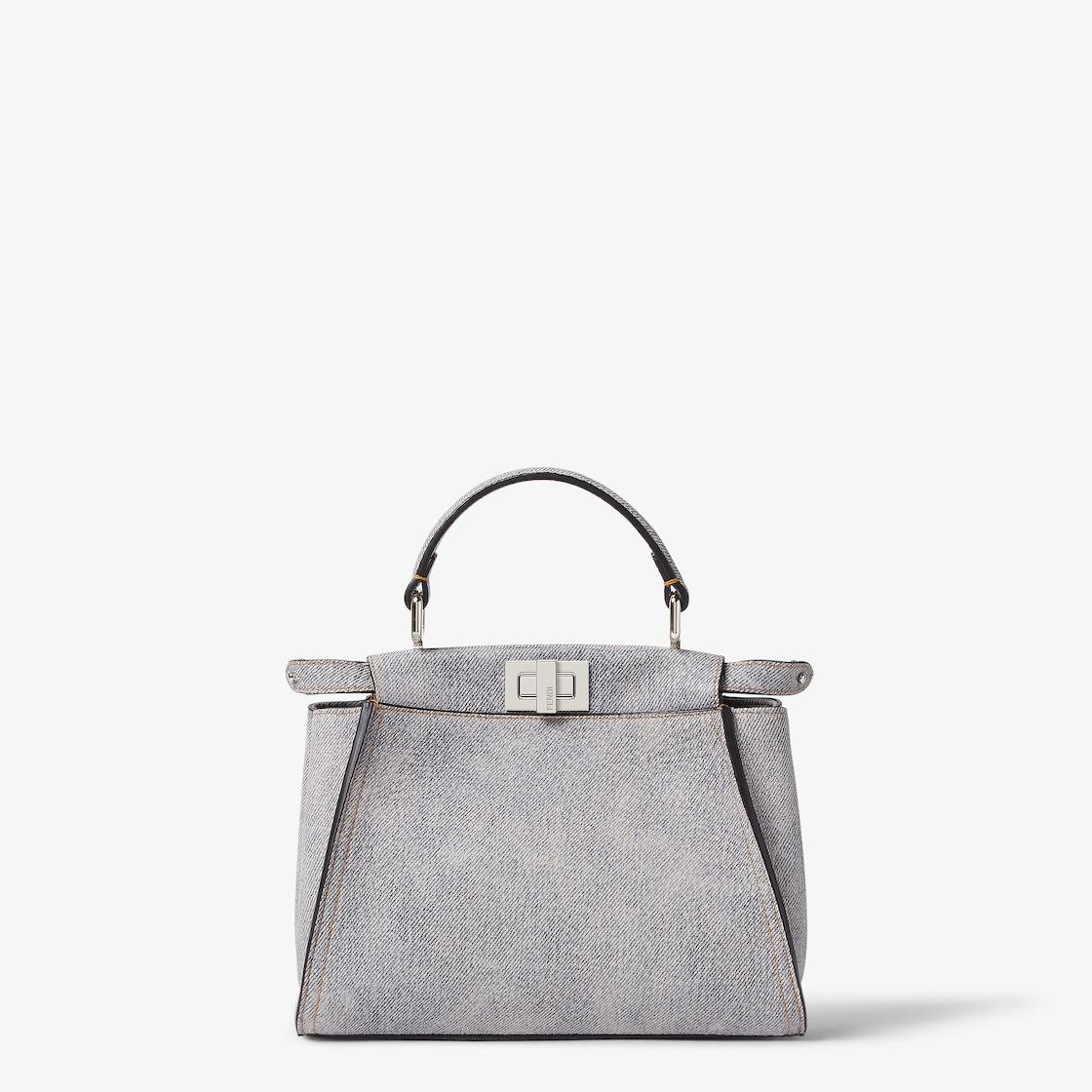 Peekaboo MiniGray leather bag with a faded denim effect. Product Image