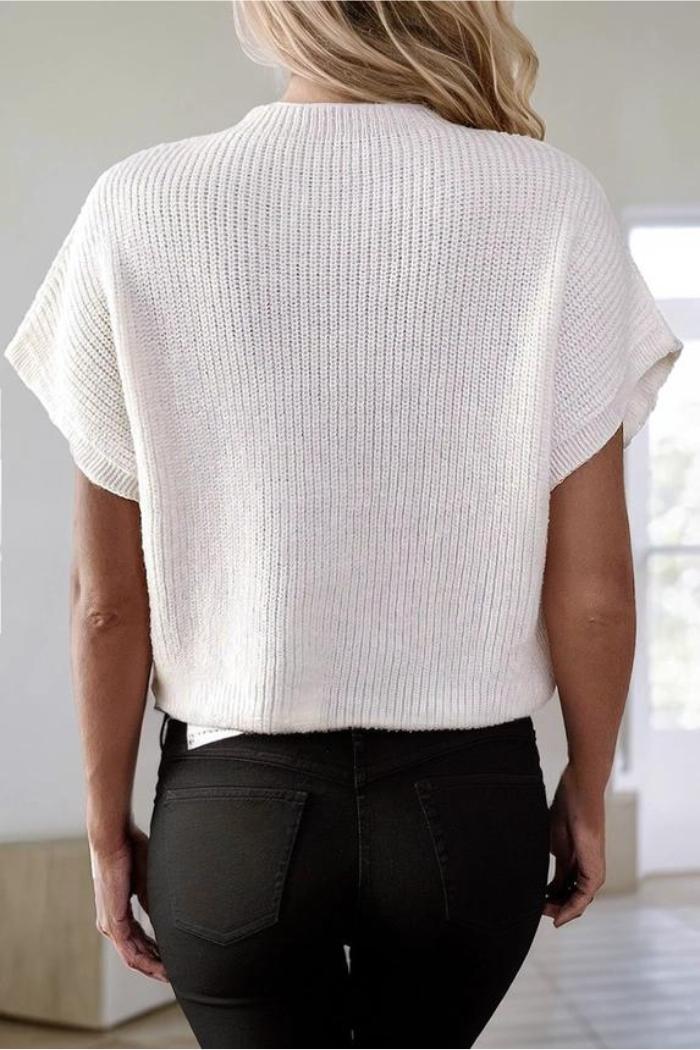 Floral Pattern Short Batwing Sleeve Sweater Product Image