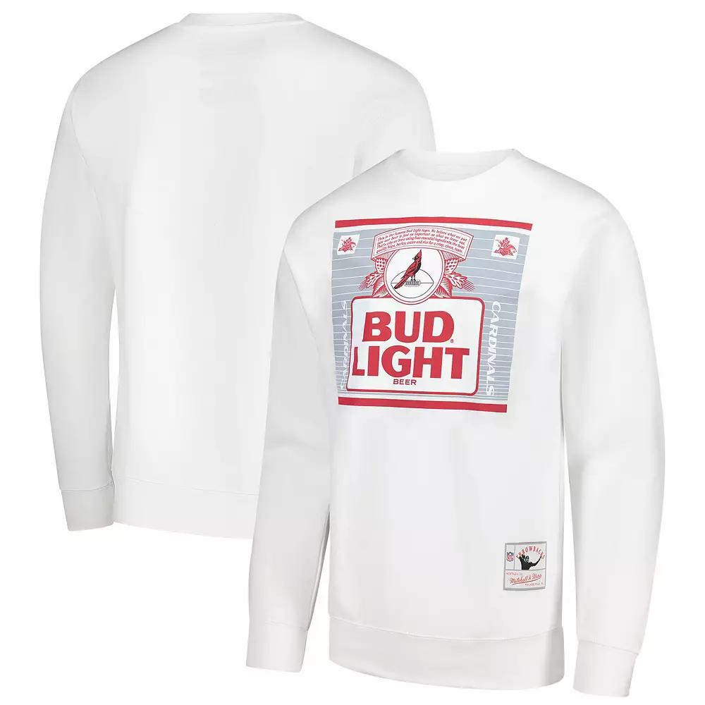 Men's Mitchell & Ness x Bud Light White Arizona Cardinals The Crest Pullover Sweatshirt,  Product Image