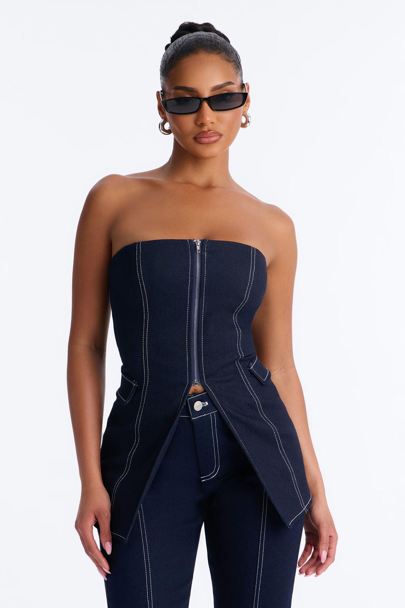 Ex Factor Denim Capri Set - Dark Denim Female Product Image