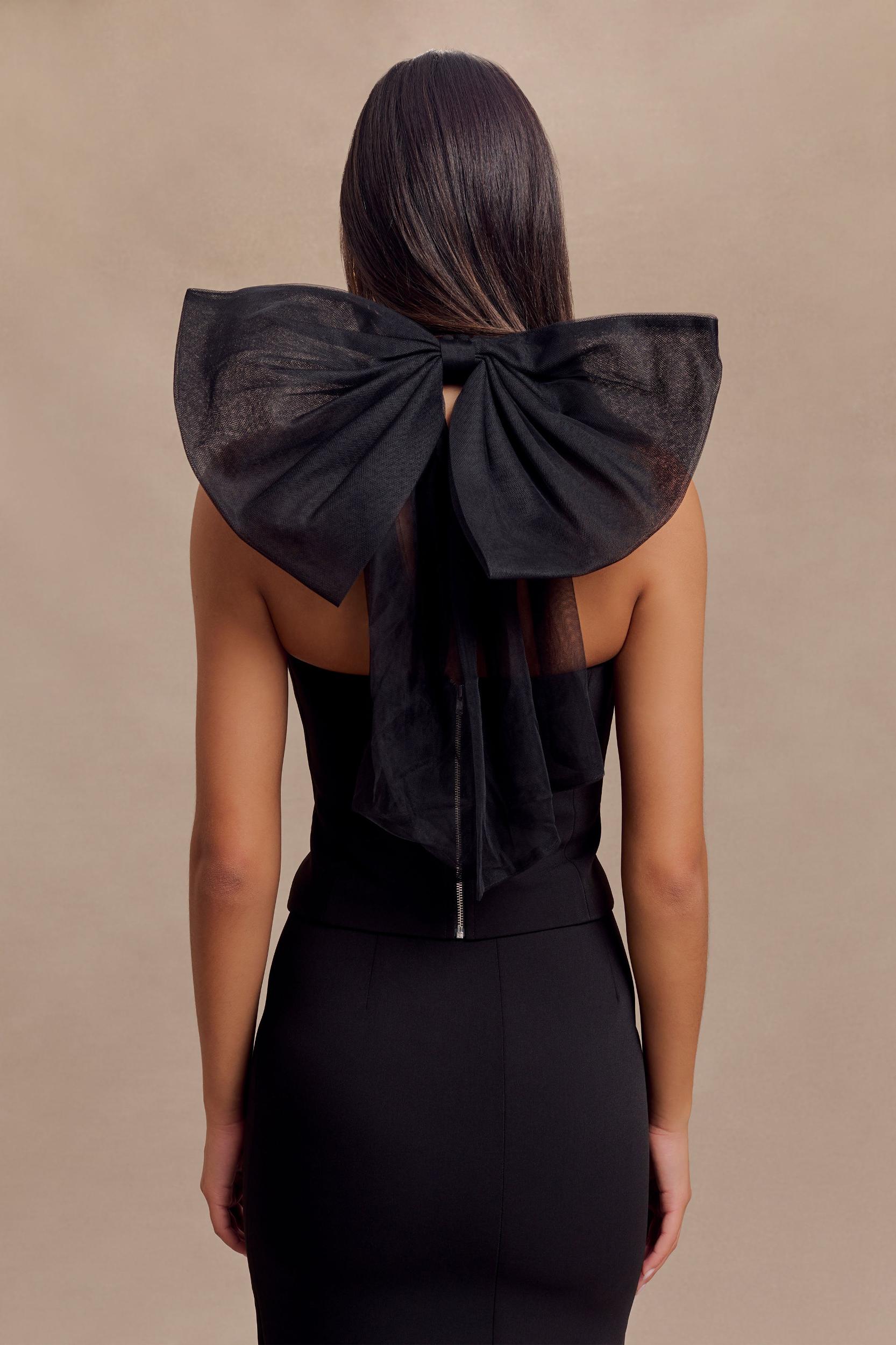 Maryam Tulle Bow Top - Black Product Image