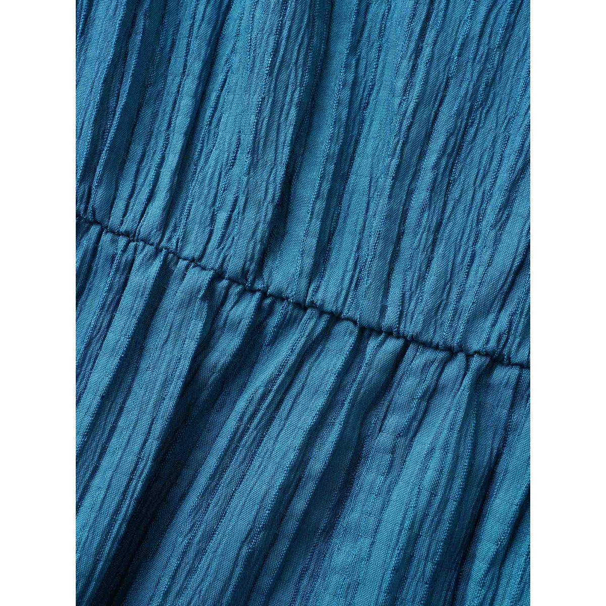 Plus Size Textured Tiered Ruffle Cap Sleeve Dress Mediumblue Women Elegant Ruffles Round Neck Cap Sleeve Curvy BloomChic 30/6X Product Image