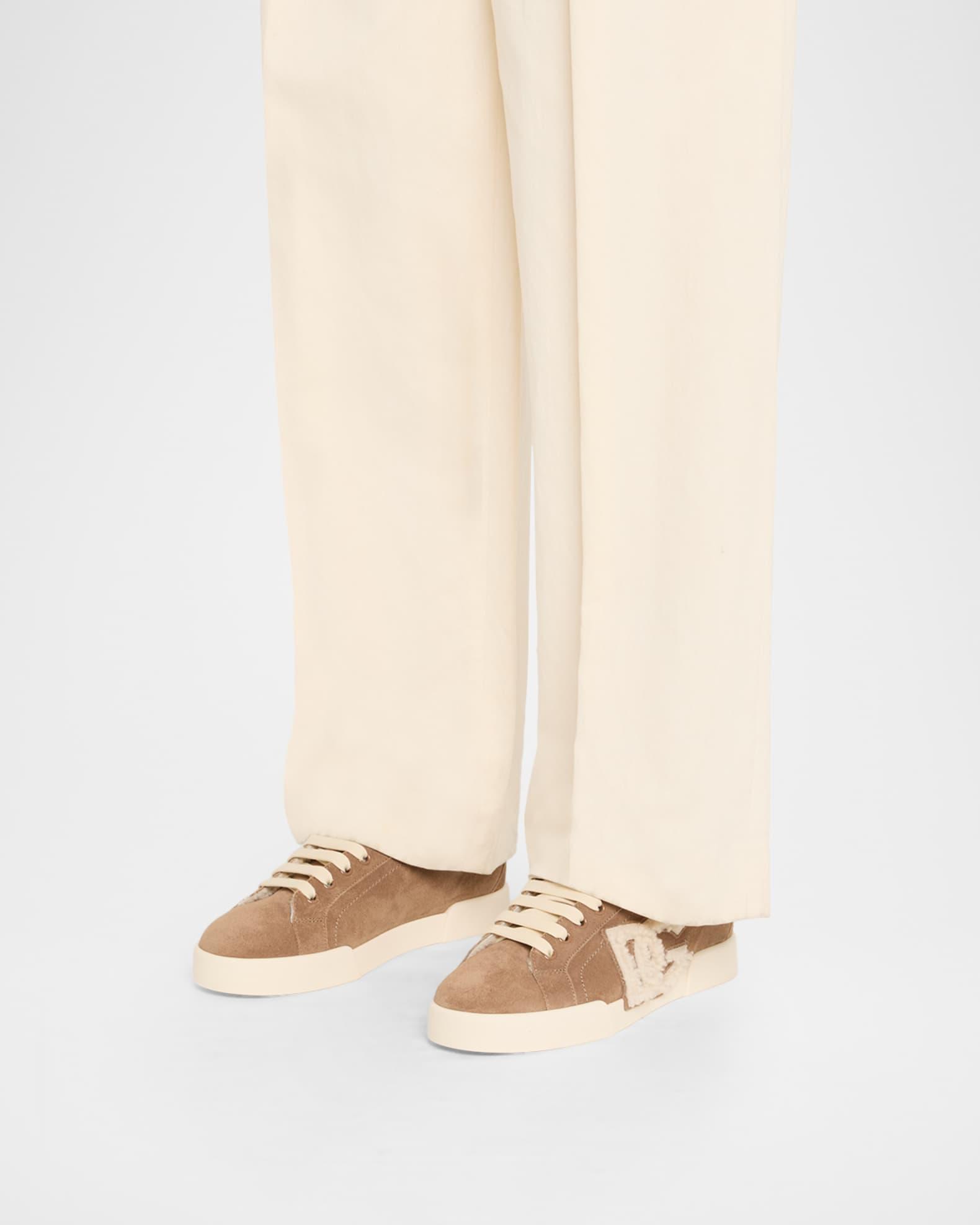 Portofino Shearling-Lined Low-Top Suede Sneakers Product Image