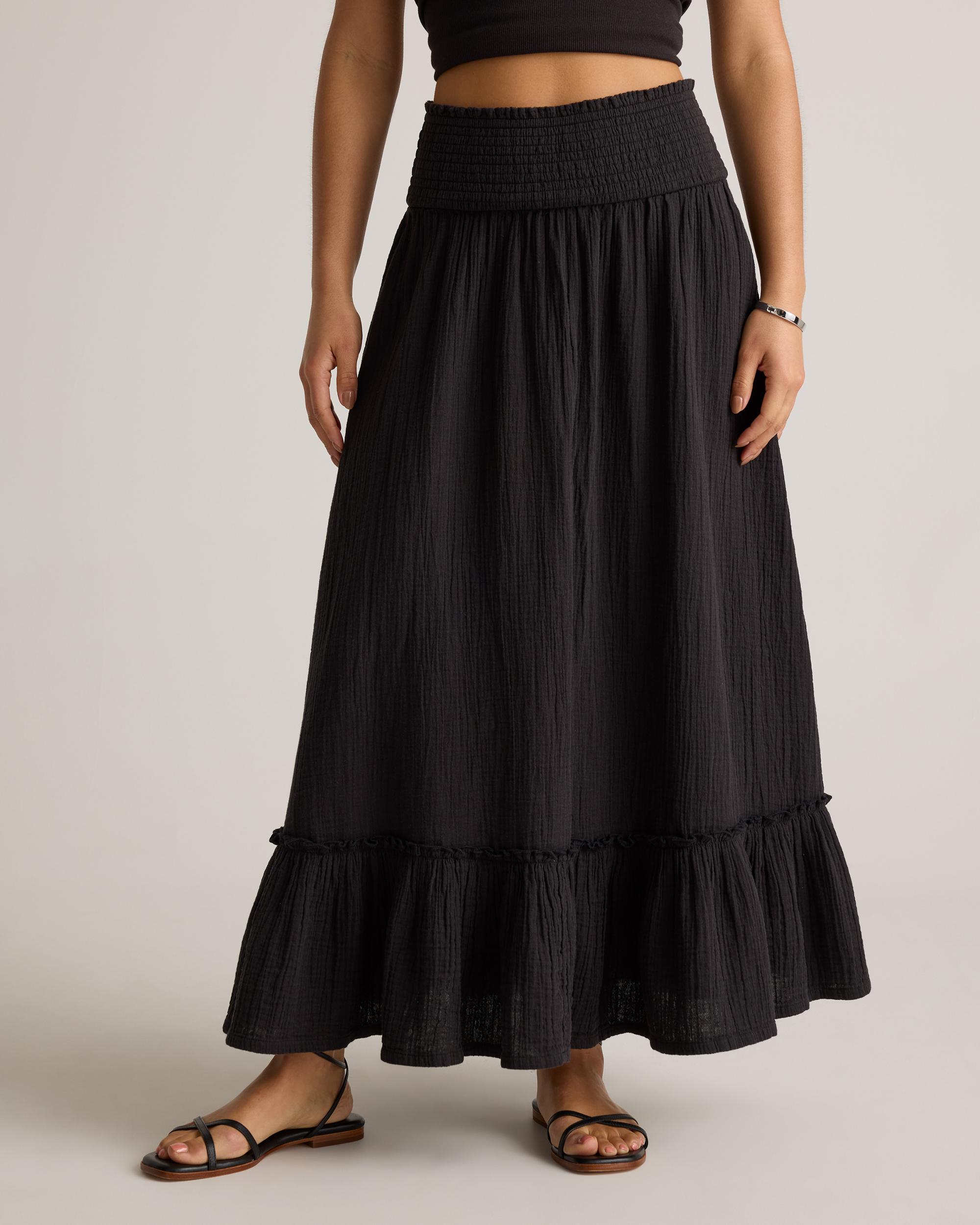 Quince | Women's Gauze Smocked Maxi Skirt Organic Cotton Product Image
