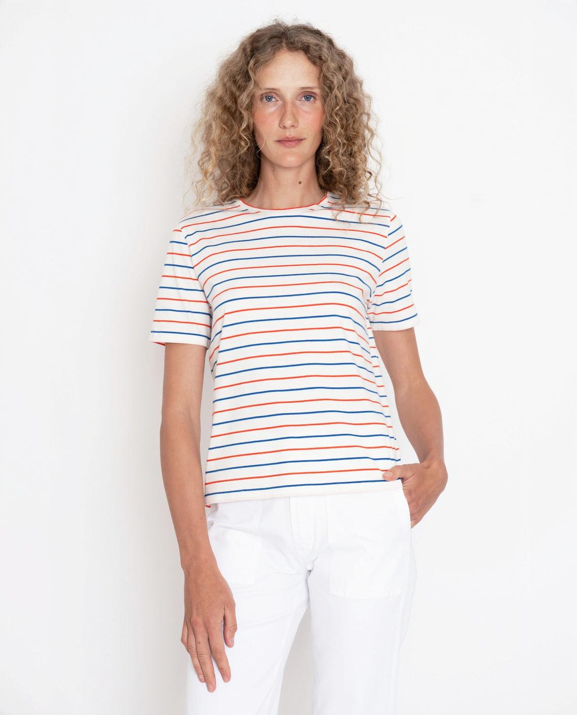 The Modern - White/Blue/Poppy Pinstripe Female Product Image