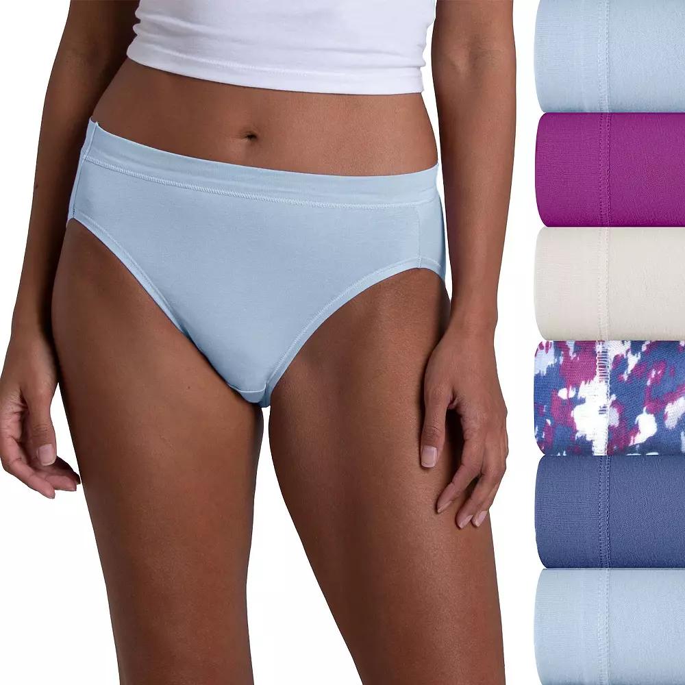 Womens Fruit of the Loom 6-pack Stretch High-Cut Panty Set 6DCSSHC Sweet Ivory Product Image