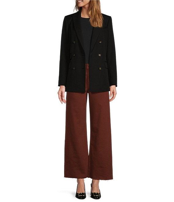 Antonio Melani Coordinating Riviera Ponte Twill Notch Lapel Long Sleeve Button Front Long Line Blazer Product Image