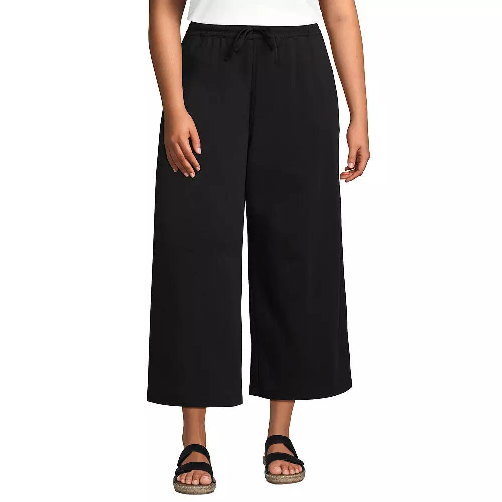 Plus Size Lands' End Sport Knit Wide-Leg Crop Pants, Women's, Size: 3XL, White Product Image