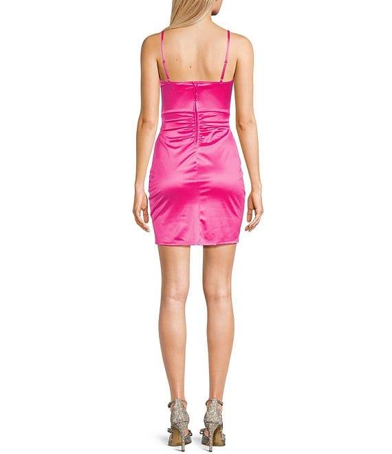 Honey and Rosie Sleeveless V-Neck Angled Pleating Dress Product Image