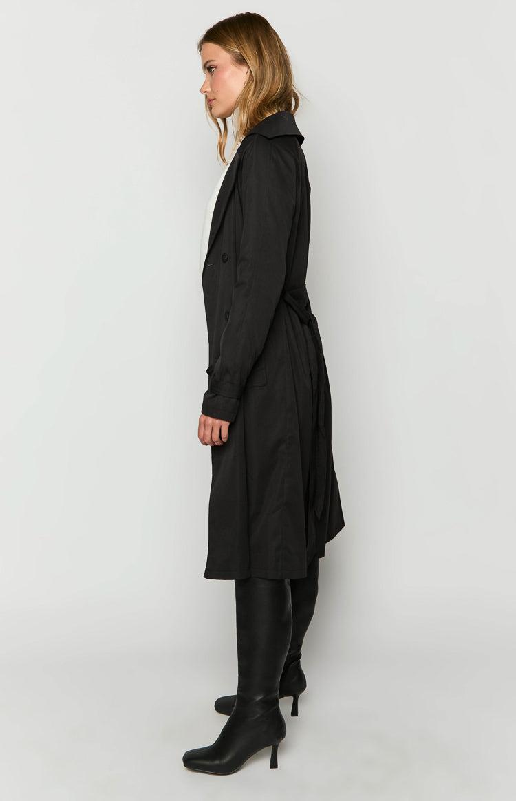 Santos Black Trench Coat Girls Product Image