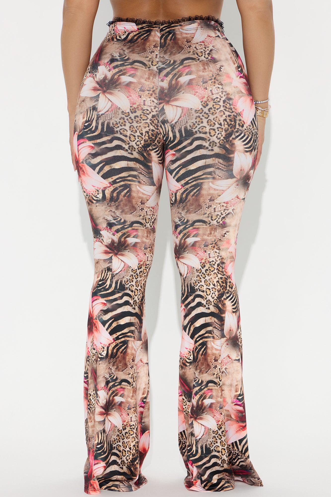 Feline Behavior Leopard Flare Pant - Mocha/combo Product Image