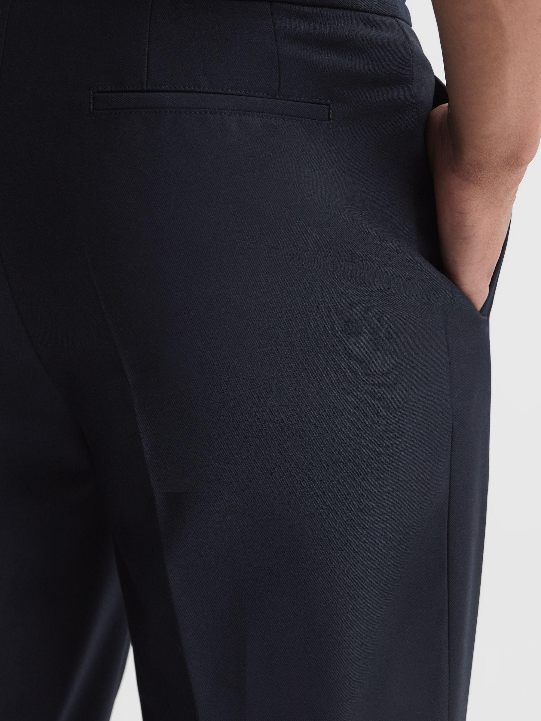 Relaxed Drawstring Trousers with Turn-Ups in Navy Product Image