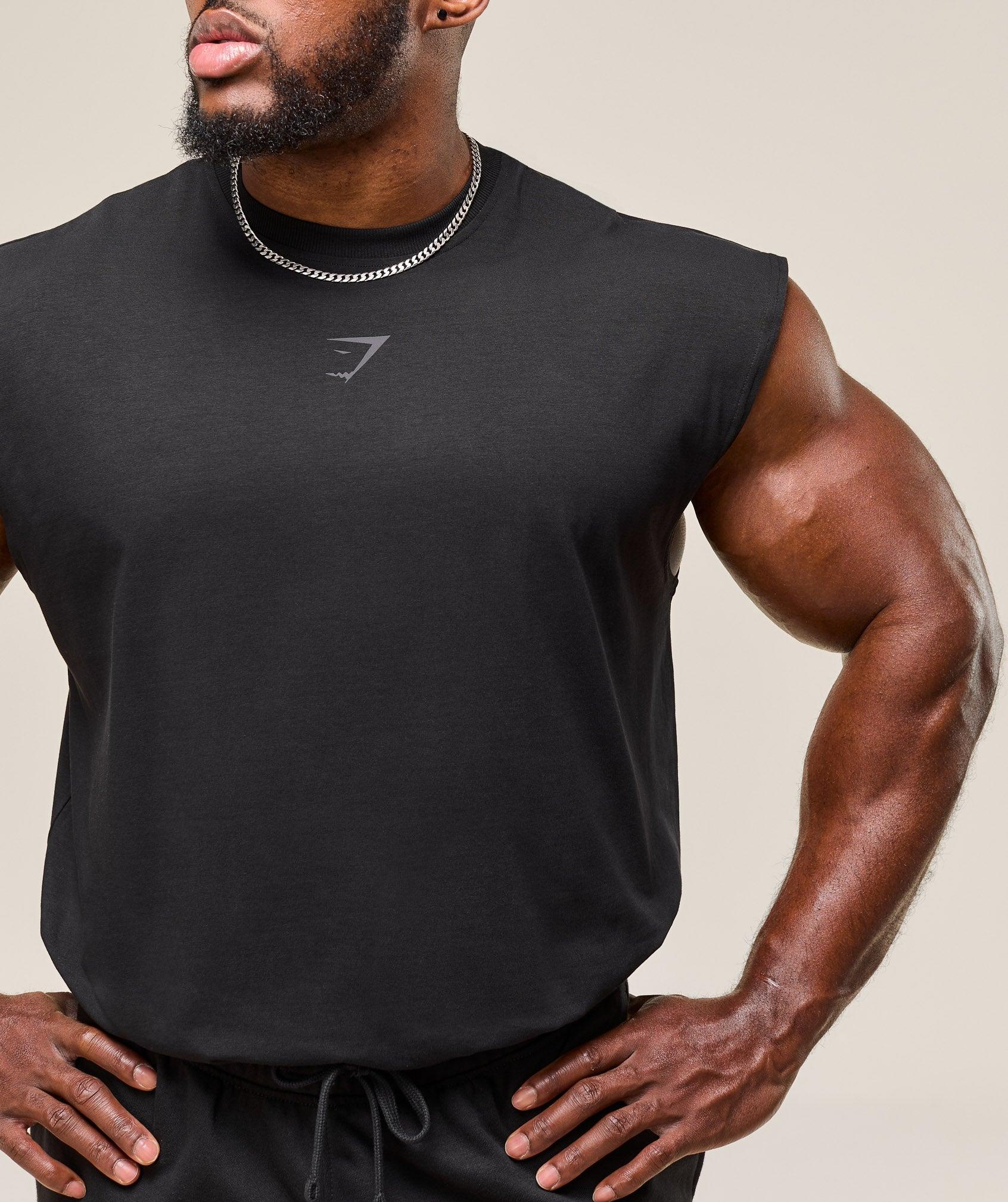 Gymshark Power Cut Off Tank - Black Male Product Image