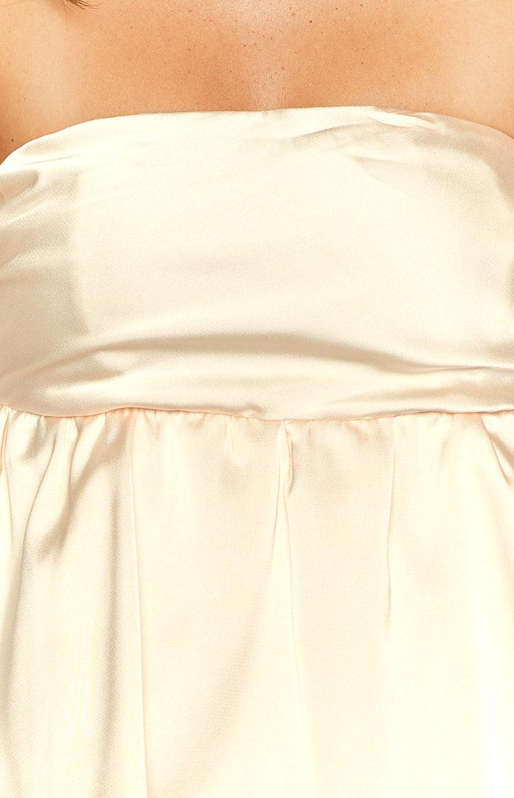 Jamie Cream Satin Strapless Mini Dress Product Image
