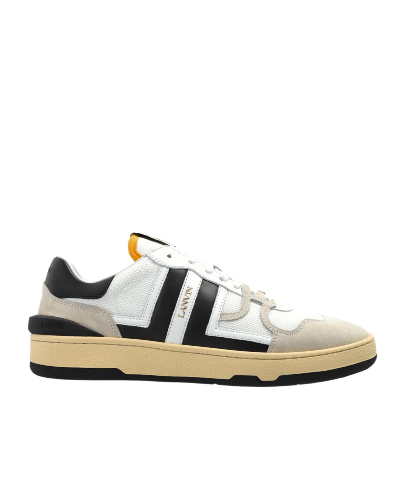 LANVIN Black And White Leather Clay Low Mesh Sneakers Product Image