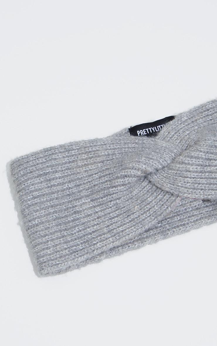 Grey Knitted Twist Headband Product Image