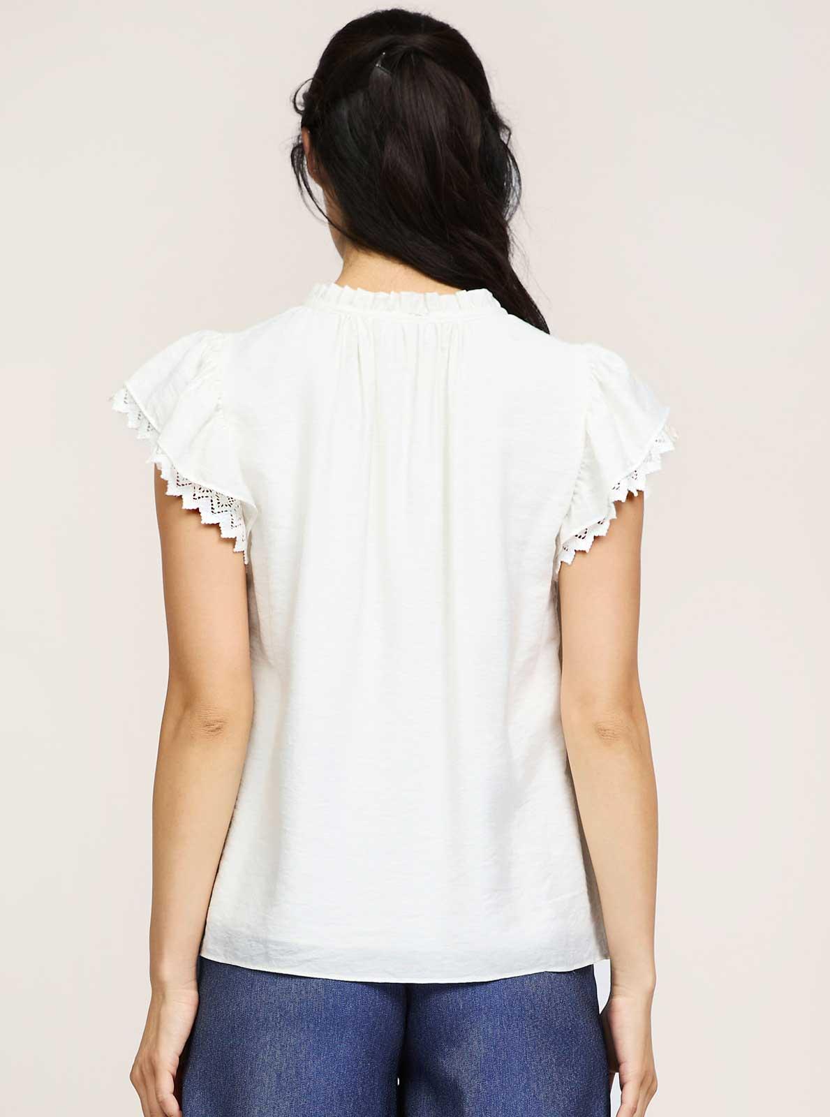 Crochet Detail Short Sleeve Blouse Product Image