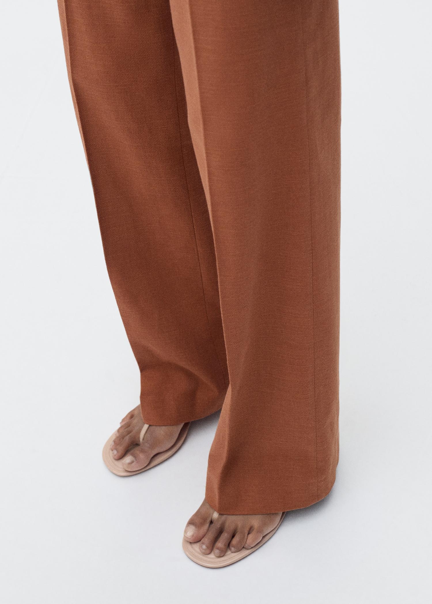 Cotton and linen-blend suit pants - Women | MANGO USA Product Image