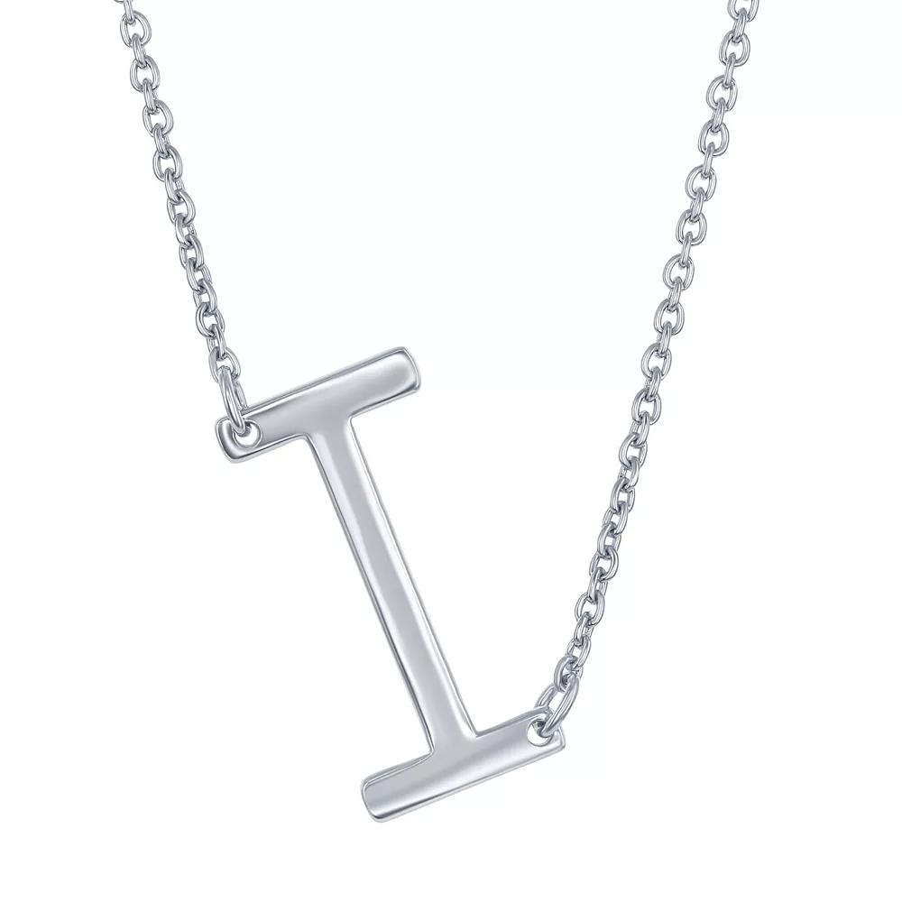 Sterling Silver Sideways Initial Necklace, Womens Sterling B Product Image