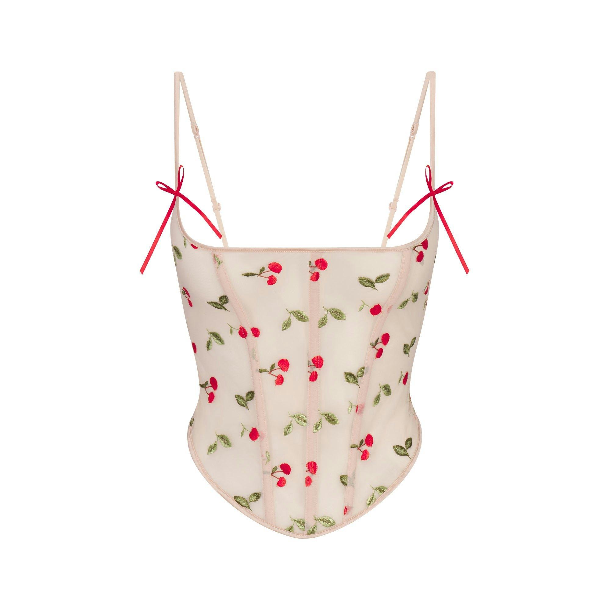 EMBROIDERED TULLE BUTTERFLY THONG | PRIMROSE CHERRY TULLE Product Image