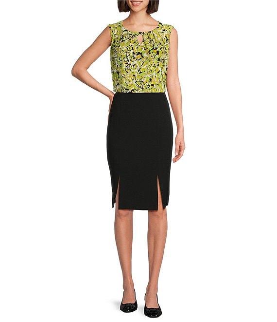 Kasper Sleeveless Pleated Keyhole Neck Top Product Image