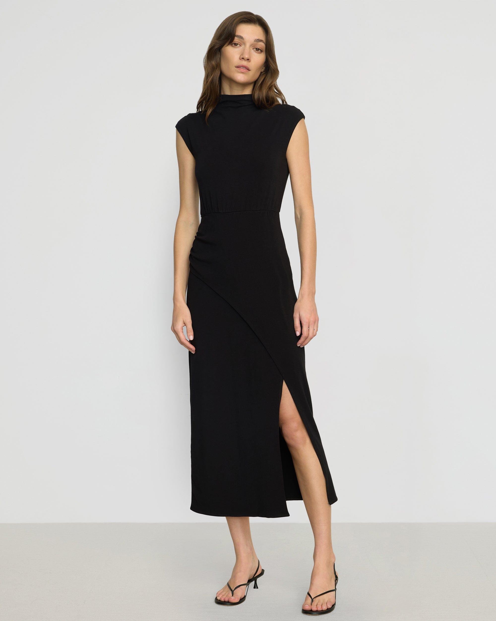Yimei Mock-Neck Side-Slit Dress Product Image