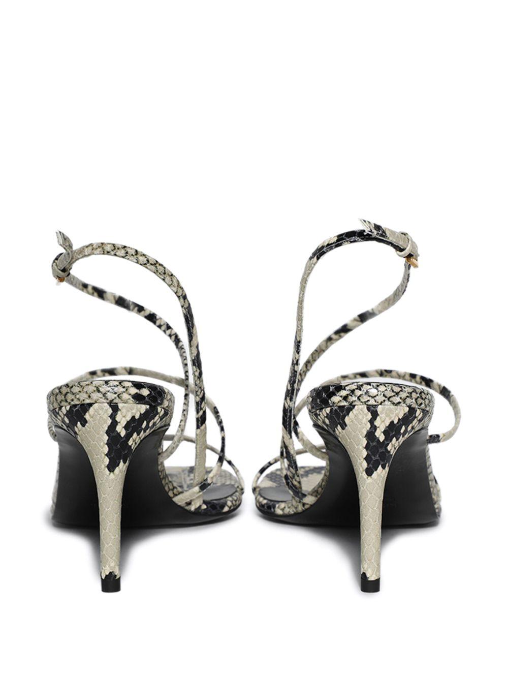 KHAITE Loop Snake-effect Leather Sandals In Beige Comb Product Image